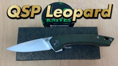 Couteau QSP Knife Leopard Green Micarta Lame Acier 14C28N Ball Bearings QS135C