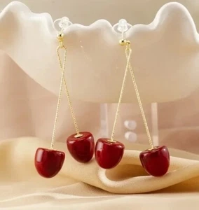 Cherry-Shaped Drop Earrings – Cute & Trendy Statement Jewelry - Picture 1 of 4