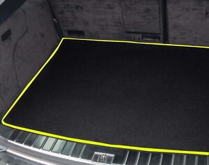 Boot Mat for VW Polo 2002 to 2009 Tailored Black Carpet Yellow Trim