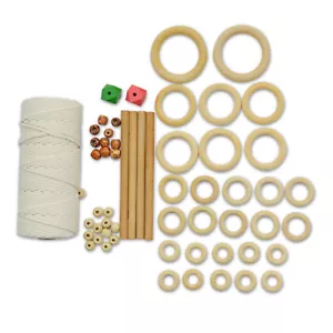 KIT de tapiz de macramé hágalo usted mismo 55 piezas para principiantes kit de suspensión de plantas artesanales para colgar en la pared - Imagen 1 de 7