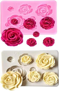 2PCS Rose Flowers Silicone Molds Cake Chocolate Mold Wedding Cake Decorating Too - Picture 1 of 12