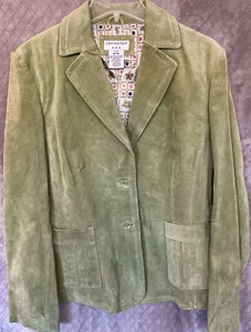 Covington Green 100% Leather Blazer Woman Size Large 14/16 Vintage New With Tags - Picture 1 of 9