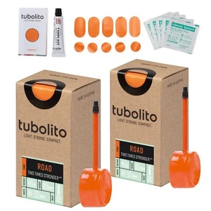 Tubolito Tubo ROAD 2 x Tubi + Kit Patch Confezione 700 x 18 - 32 Valvola Presta 80mm - Foto 1 di 8