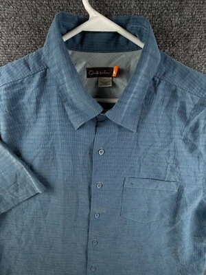 Camisa Quiksilver Polinósica Mezcla Hombres Manga Corta Abotonada Azul Cuadros Grandes Foto 1 de 4