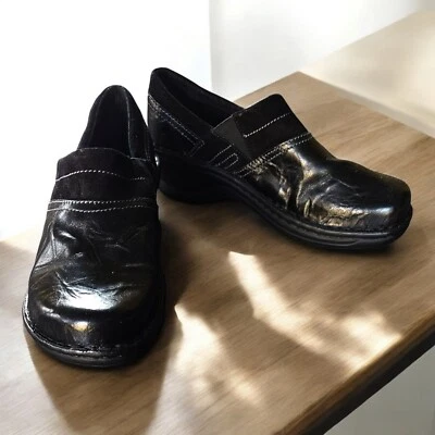 Josef Seibel Mujer 39 US 7.5 Cataluña Negro Cuero Zuecos Zapatos Confort NUEVO Foto 1 de 4