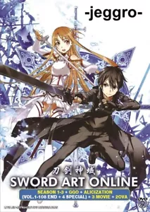 Anime DVD Sword Art Online COMPLETE Season 1-3 GGO Alicization Special Movie OVA - Picture 1 of 2
