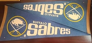 Vintage NHL Buffalo Sabres Pennants Blue 12x29 Hockey Buffalo Bills - Picture 1 of 23