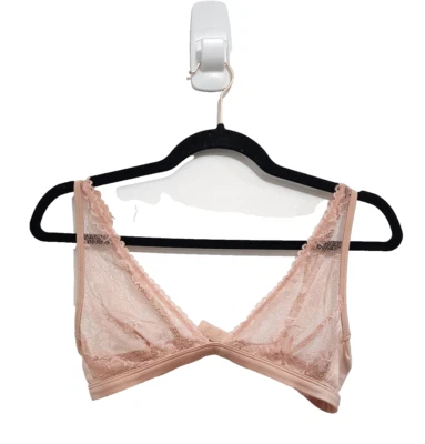 Calvin Klein Sheer Floral Lace Lightly Unlined Triangle Bralette Pink Size L - Image 1 of 4
