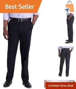 Men's Classic Fit Stretch Casual Pants - Iron-Free Khaki with Expandable Waist - Picture 1 of 9