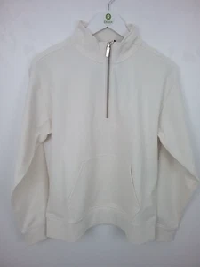 Skechers Go Walk Go Luxe Rib 1/4 Zip Top Cream Size M Kangaroo Pocket NEW F2 - Picture 1 of 10