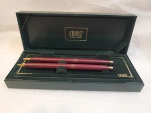 Cross Ladies Ballpoint Pen & 0.5 Pencil Set & BURGUNDY Pouch #224105,NEW . - Picture 1 of 8