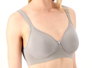 Breezies Wirefree Seamless Jacquard Detail T-Shirt- Bra Zinc, 38DDD - Picture 1 of 1