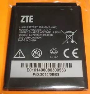 Cellulare flip ZTE Li-Ion 950mAh 4,2 V 3,6 Wh AT&T Z331 batteria GB/T 18287-2000 - Foto 1 di 6