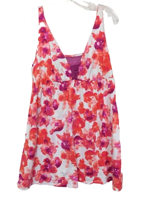 Cacique 14/16 кружева Babydoll сорочки белье платье мягкий хлопок модальный цветочный коралл - Изображение 1 из 4