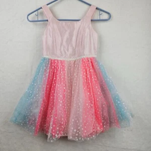 Cat & Jack Girls 6 Sparkly Dress Pink Blue Sequin Tulle Sleeveless Polyester - Picture 1 of 17