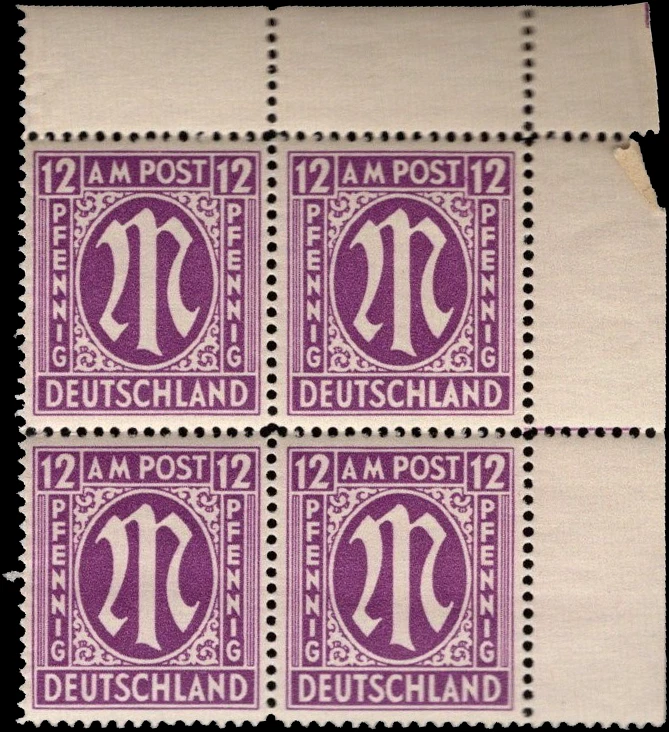 SAVOYSTAMPS - Germany-Allied Issued Occupational Post WWll-12 P-Block of 4- MINT - Image 1 of 1
