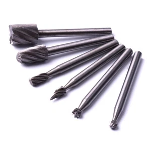 Juego de 6 piezas de 1/8" HSS broca rotativa rebaba rotativa taladro fresado herramienta cortadora de eje - Imagen 1 de 7