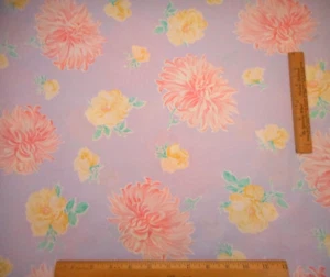 Chintz Fabric 7/8 Yard Pink Yellow Floral Grn Leaves Lt Purple Polish Cotton #PC - Picture 1 of 2