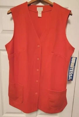 Chaleco Vintage Años 70 Lane Bryant Talla 42 Sin Mangas Naranja Poliéster Nuevo Con Etiquetas Foto 1 de 4
