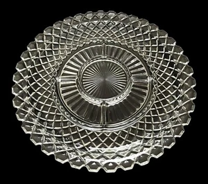 Vintage ANCHOR HOCKING Waterford Waffle 14” Round 6 Part Serving Tray EUC - Picture 1 of 7