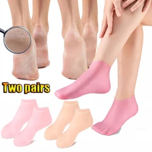 2 Pair Moisturizing Foot Mask Exfoliating Silicone Socks Beach Protective Socks - Picture 1 of 15