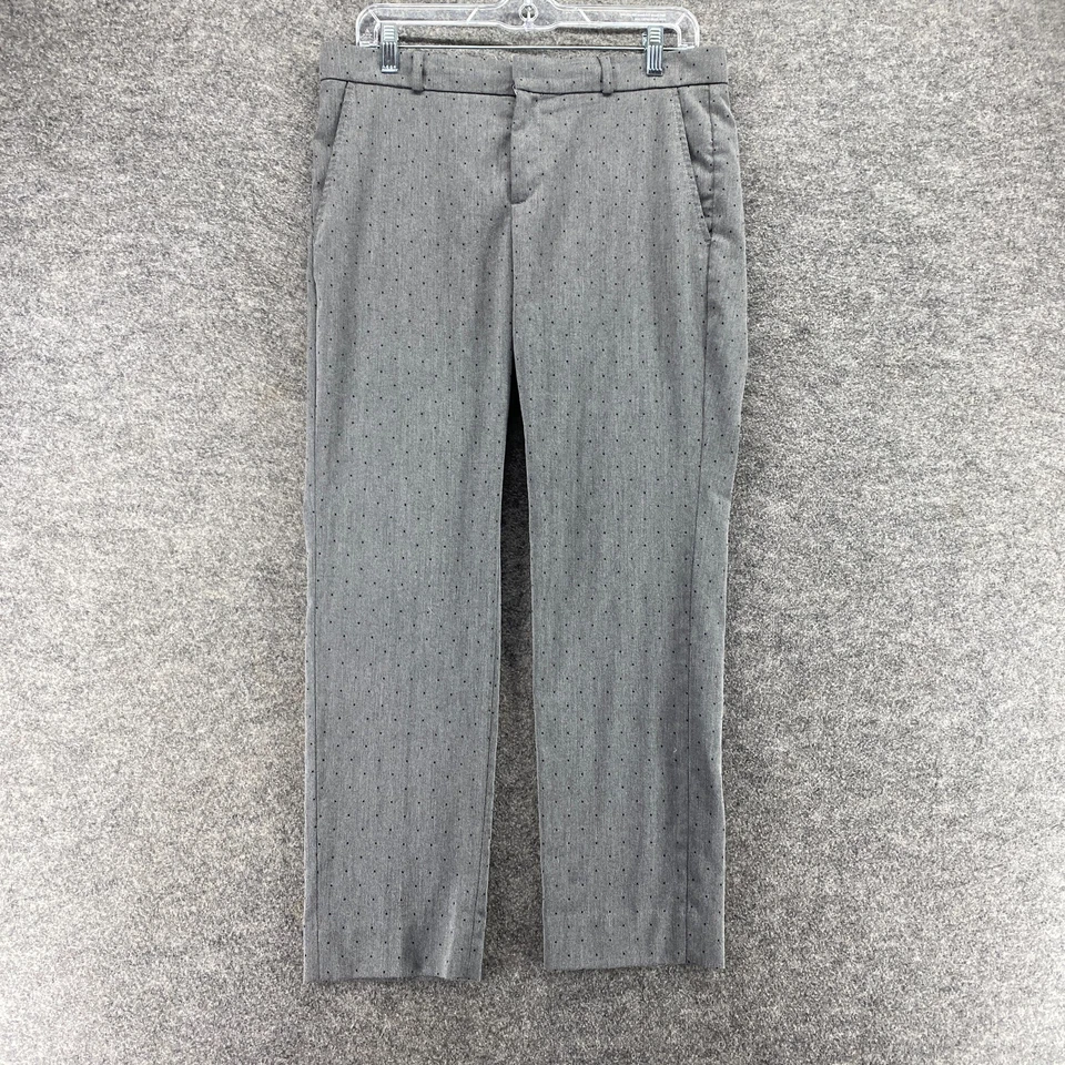 Pantalones de vestir Banana Republic para mujer 6 grises a lunares tiro medio frente plano Ryan Foto 1 de 4