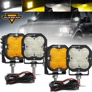 AUXBEAM 3" LED Fog Lights White&Amber Light Bar For ATV UTV Can Polaris RZR 4PCS - Picture 1 of 9