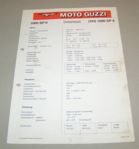 Hoja de Datos / Ajustes Moto Guzzi 1000 Sp - Stand 1984 - Imagen 1 de 1