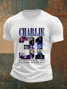 Charlie Kirk 31 Short-Sleeved T-Shirt – Turning Point Political Cotton Tee LT - Picture 1 of 6