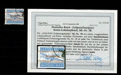 Feldpost: MiNr. 7B, Marke echt und gut erhalten, gestempelt, BPP Befund - Bild 1 von 2