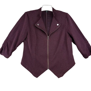 Giacca Torrid donna taglia 1 moto zip blazer testurizzato manica increspata moderna - Foto 1 di 14