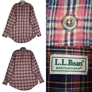 LL Bean Shirt Mens Flannel LS Button Down Size XLT Tall Vintage Red Plaid - Picture 1 of 10