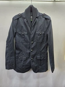 Vintage Express Mens Dark Gray Black Military Jacket Coat Sz S Grunge  - Picture 1 of 6