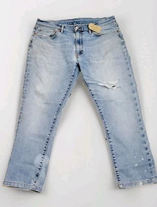 Levi's 511 Slim Fit Flex Stretch Blue Jeans Mens Sz 36 Distressed & Paint Splat - Picture 1 of 19