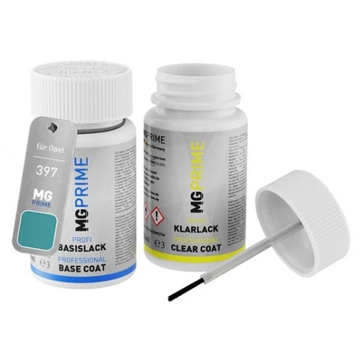 Autolack Lackstift Set für Opel 397 3QU Mintsilber Metallic Basis Klarlack - Bild 1 von 4