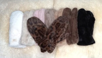 Faux Fur Fäustlinge Webfell Handschuhe Kunstpelz Fell Pelz Fausthandschuhe Neu - Bild 1 von 4