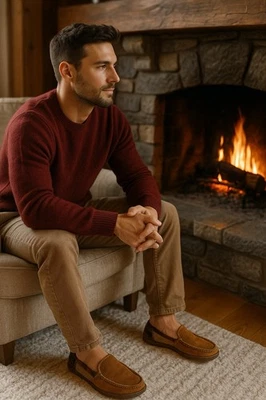 Timberland x Smartwool Suede Moccasin Slippers Men’s 10 Brown Plaid Lined Collab - Image 1 of 4