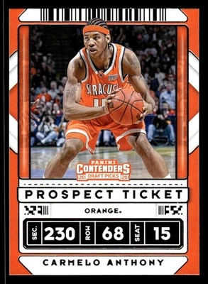 Camiseta deportiva Panini Contenders Draft Carmelo Anthony 42b 2020 naranja Syracuse Foto 1 de 2