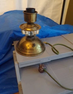 Vintage Brass and Glass Electric Lamp - Picture 1 of 7