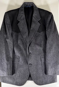 Pendleton Wool Blazer Mens 44 Vintage Charcoal Gray Tweed Western Jacket Cowboy - Picture 1 of 15