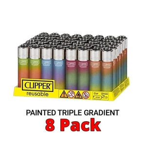 8 Pack Clipper Painted Triple Gradient Reusable Butane Lighters - NEW - Picture 1 of 1