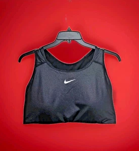 Sujetador deportivo Nike Dri Fit Swoosh negro brillante almohadilla extraíble soporte medio 2X - Imagen 1 de 24