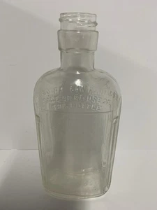 Vintage Half Pint Whiskey Bottle Clear Glass Ribbed Crown Over Gates Motif - Picture 1 of 9