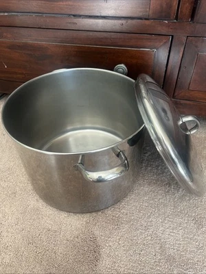 Revere Ware 16 Qt Quart Stock Pot Tri-Ply Disc w/ Lid Stainless Vintage - Image 1 of 4