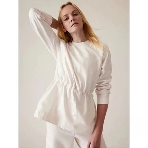ATHLETA Triumph Hybrid Crewneck Sweatshirt Size Small Ivory/Cream #532515 - Picture 1 of 6