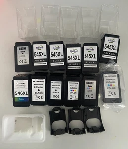 11 LEERE ORIGINAL 545 546 Kanone TINTENPATRONEN schwarz und farbige Abdeckungen 1 voll - Bild 1 von 2