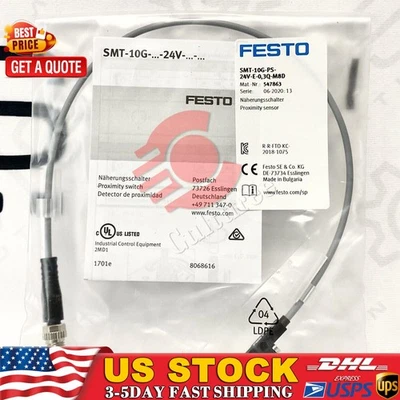 US FREE TAX New Festo SMT-10G-PS-24V-E-0,3Q-M8D 547863 Proximity Sensor - Image 1 of 4