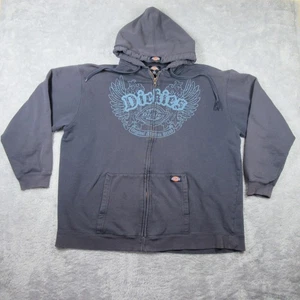 Y2K Dickies Hoodie Herren Gr. XL Navy Blau Full Zip Flügel Grafik Skate Grunge - Bild 1 von 13