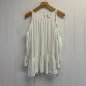 Sundance Women's Boho Chic Beach Peplum Gauze Ruffle Cold Shoulder Top Size M - Picture 1 of 8