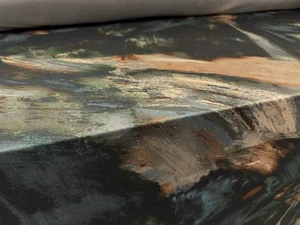 ITY Stretch Spandex Jersey Fabric, Per Metre - Brushstrokes Print - Teal & Cream - Picture 1 of 4